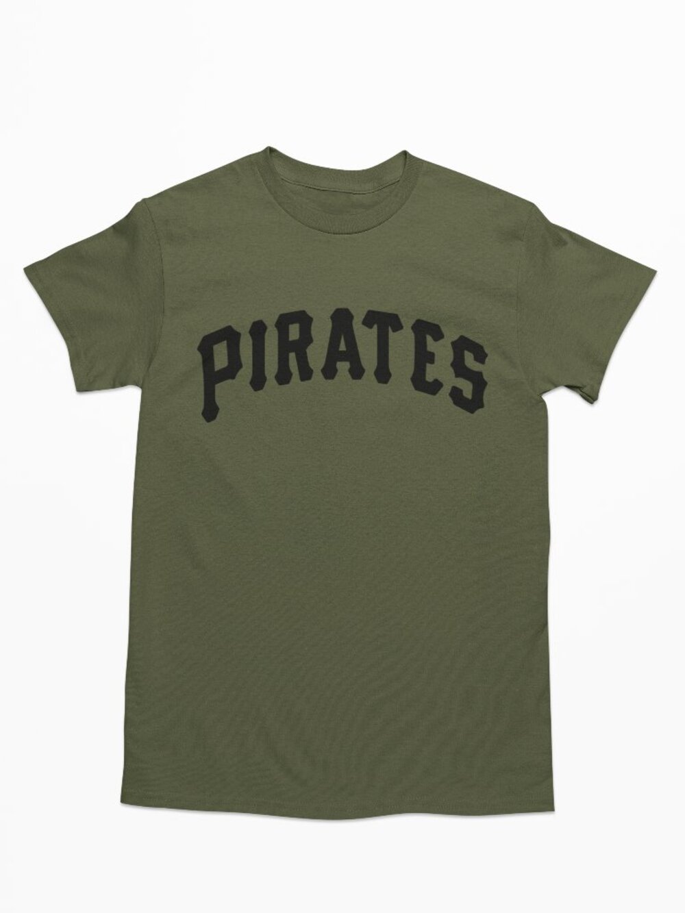 NEW Pittsburgh Pirates Home Wordmark Logo T-Shirt MILITARY ARMY GREEN